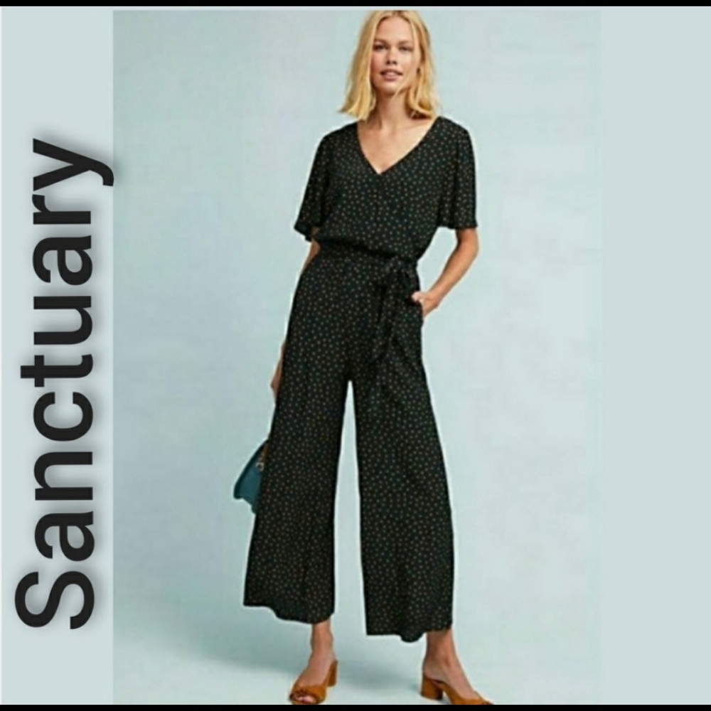 SANCTUARY Black Polka Dot Wide Leg Jumpsuit